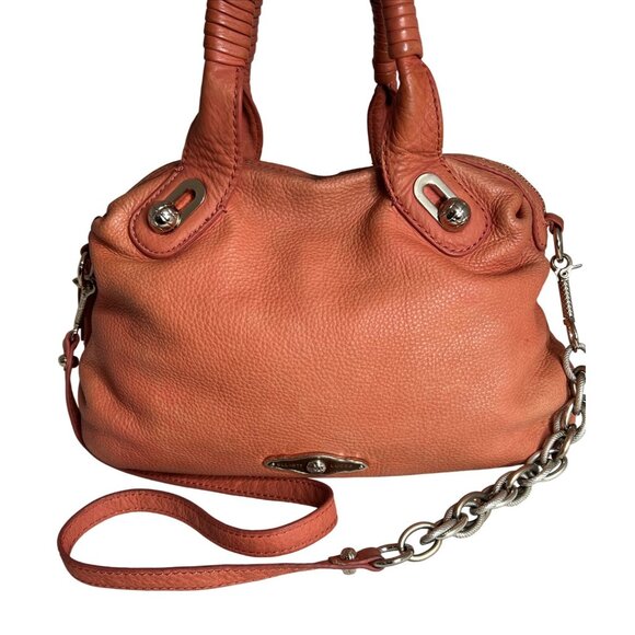 Rebecca Minkoff Studded Coral Leather Satchel With Chain Strap - Picture 1 of 13